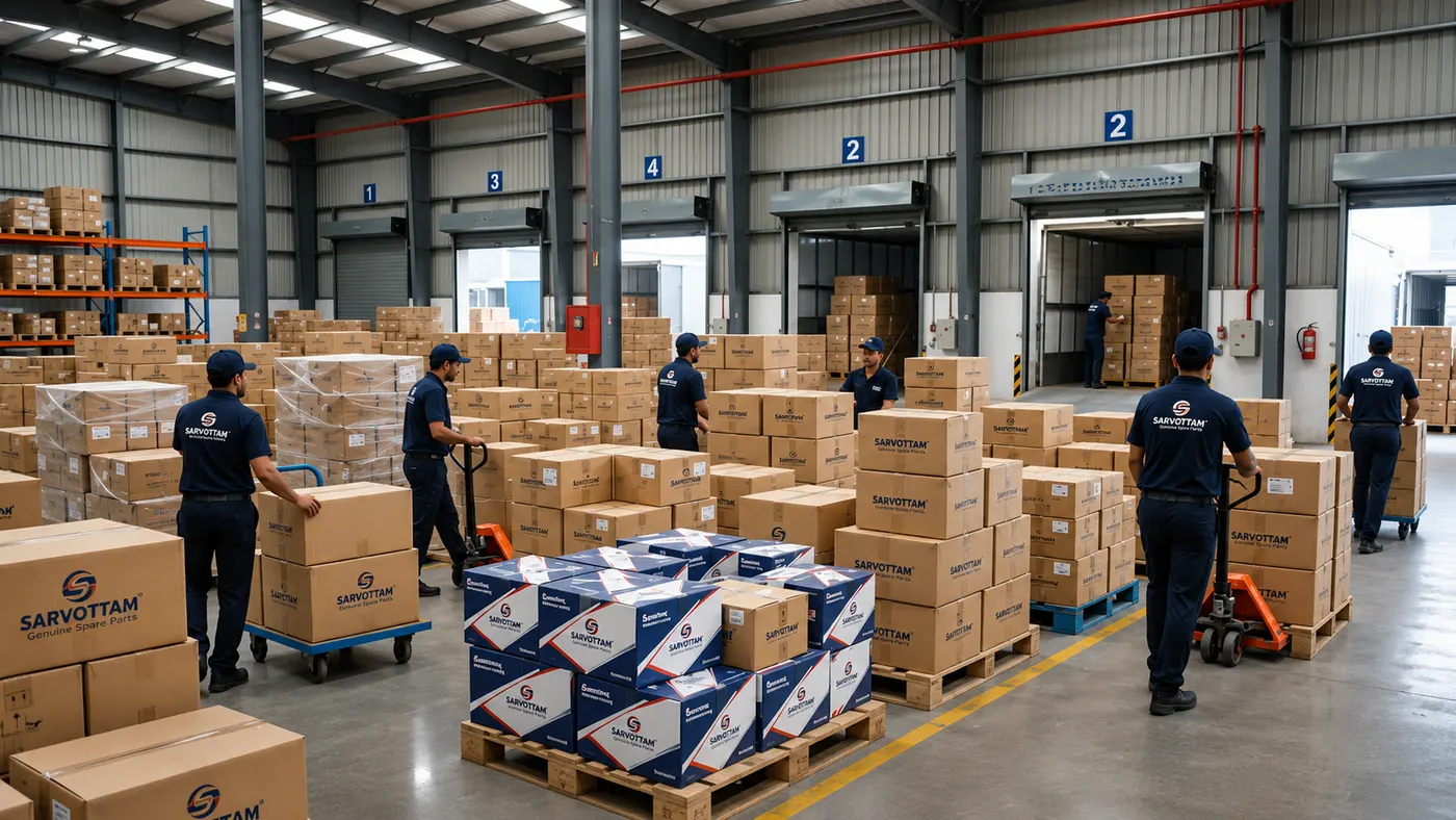 Sarvottam team packing and loading dispatch cartons